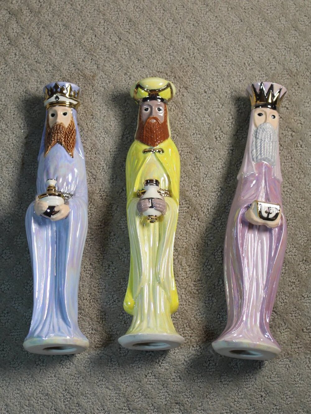 Vintage Three 13" Wise Men Christmas Skinny Figurine MCM Ceramic Nativity 70s